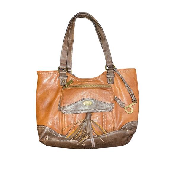 BOC Born Concepts Brown Faux Leather Handbag Tassel Western Purse Cowgirl - Picture 1 of 7